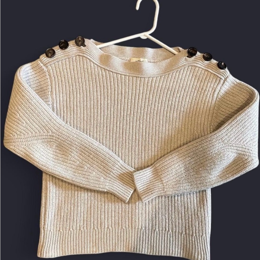 Wilfred Woman’s Cream Sweater with Button Details on the shoulder